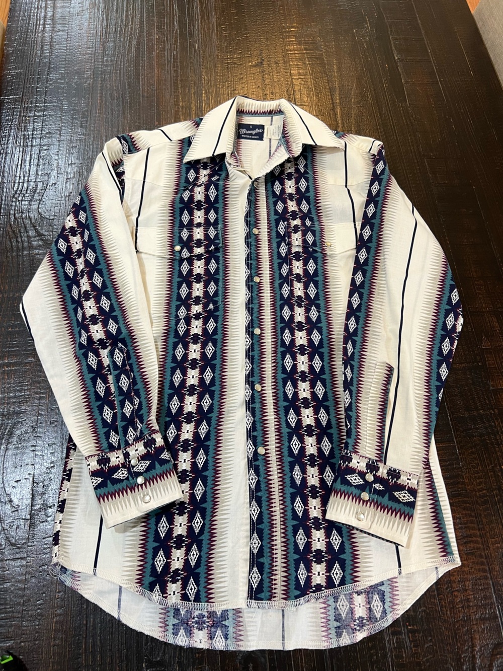Wrangler Western Shirt Men’s S Southwestern Aztec Pearl Snap Long Sleeve
